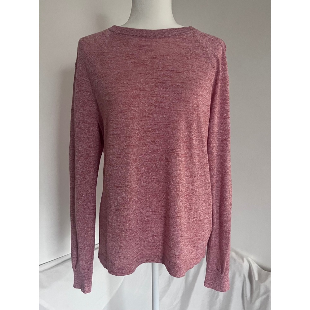 J.Crew Linen Cotton Sweater Womens Size M Pink Heathered Casual Lightweight